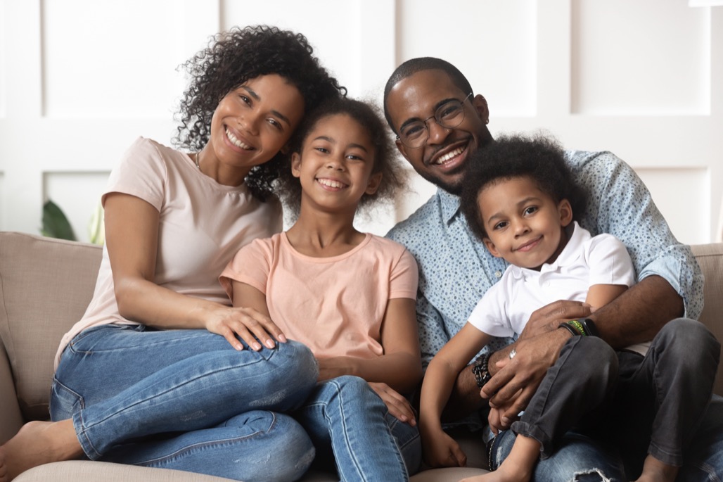 Portrait,Of,Happy,Young,African,American,Family,With,Little,Kids